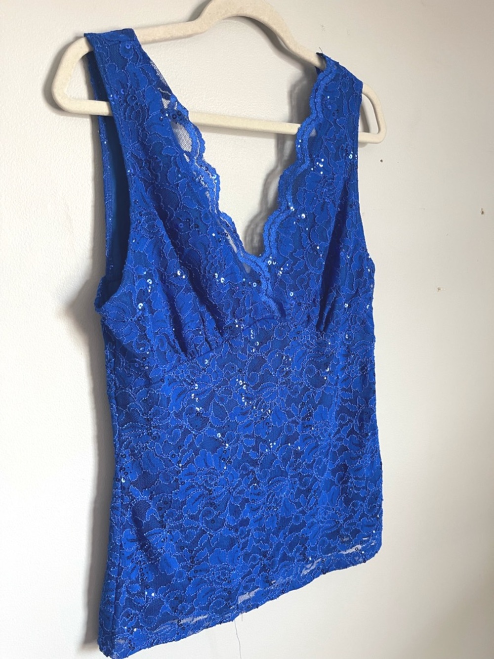 BOSTON PROPER | Royal Blue Lace Sequin Tank Top Sz XL - Picture 4 of 9